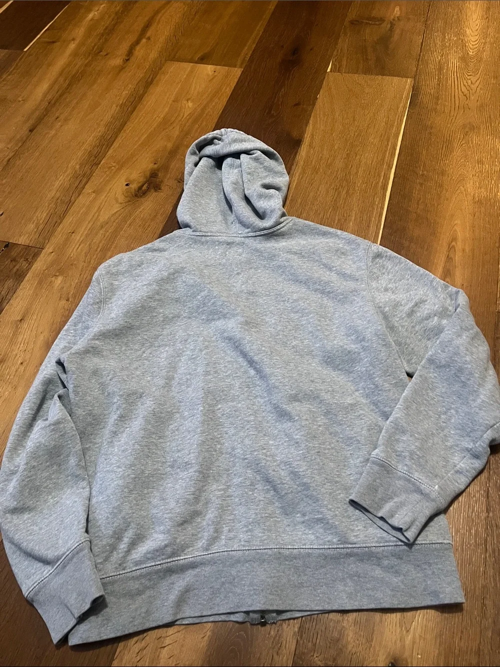 GAP Heather Gray Zip-Up Hoodie with Navy Logo